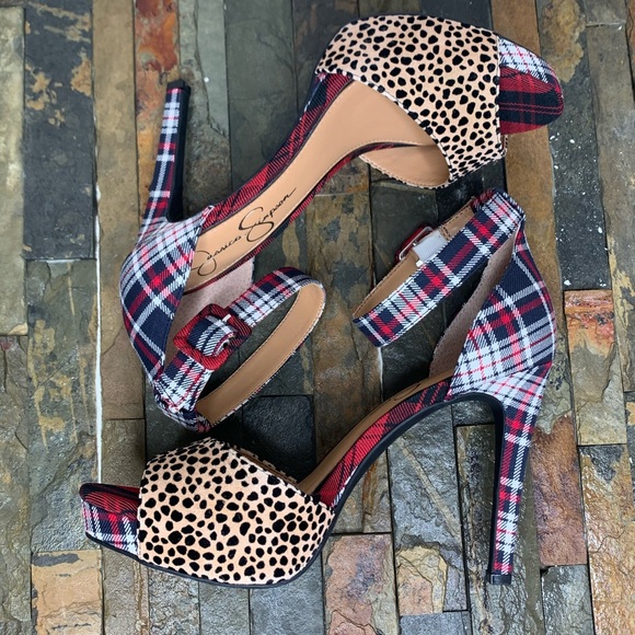 jessica simpson plaid and leopard heels